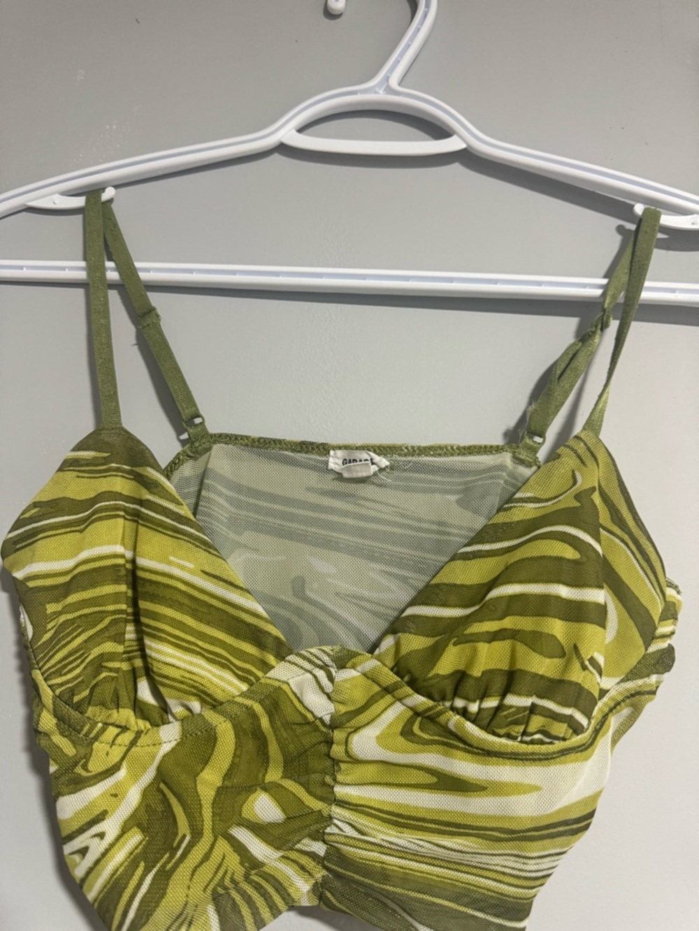Garage Olive Green Swirl Print Crop Top